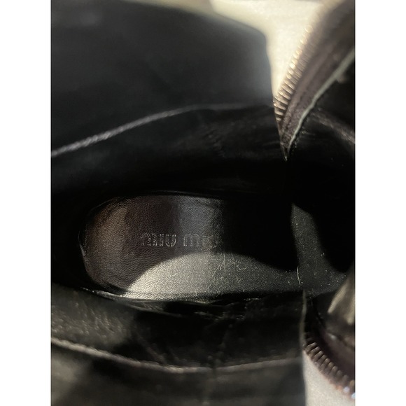 Miu Miu Womens Donna Leather Zip Up Belted Biker Ankle Boots Black Size 39 8.5 - Picture 11 of 14